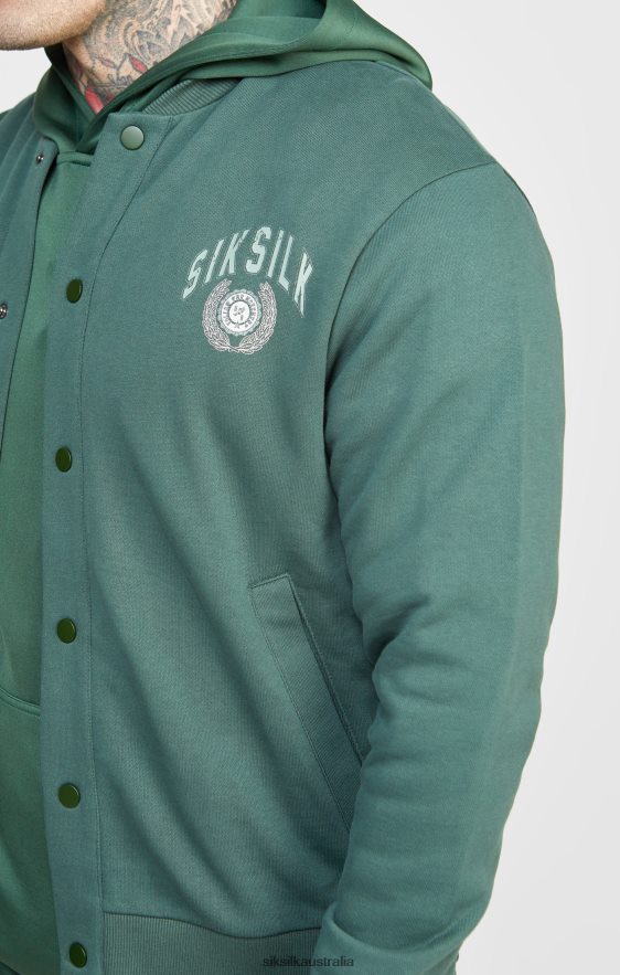 Men Apparel TB82N429 SikSilk Green Relaxed Varsity Bomber