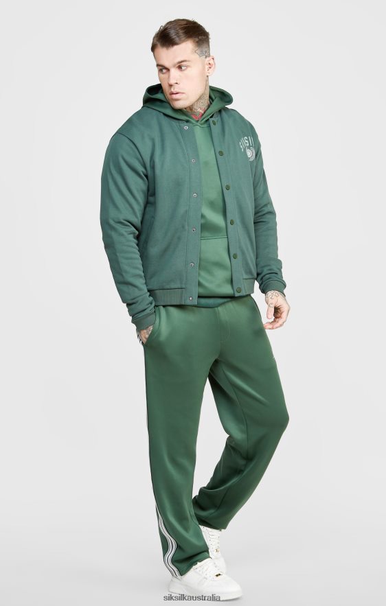 Men Apparel TB82N429 SikSilk Green Relaxed Varsity Bomber