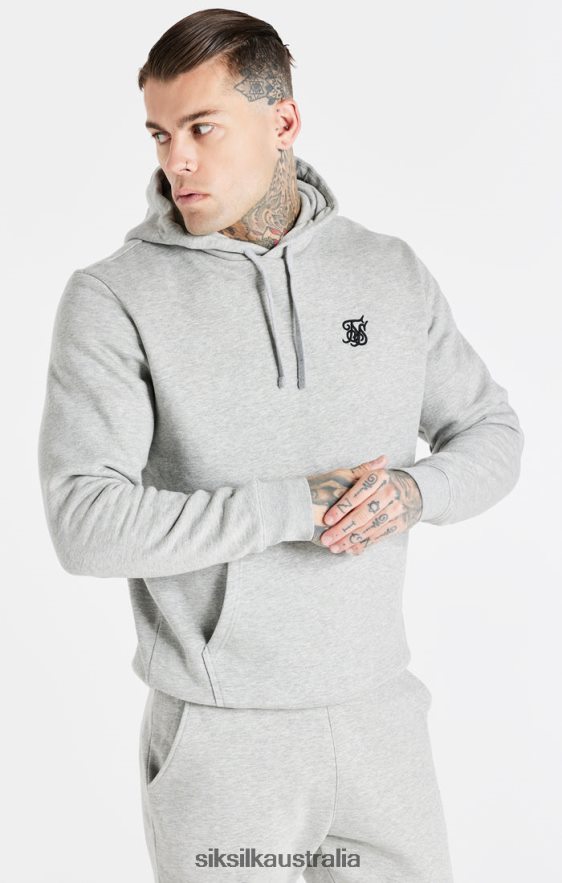 Men Apparel TB82N432 SikSilk Grey Marl Essential Overhead Hoodie