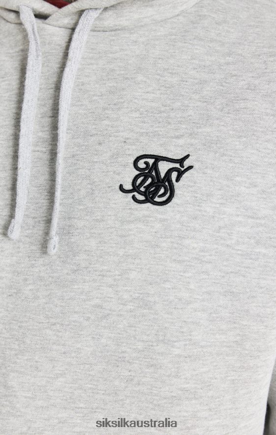 Men Apparel TB82N432 SikSilk Grey Marl Essential Overhead Hoodie