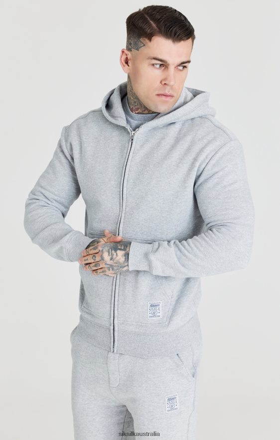 Men Apparel TB82N439 SikSilk Grey Foundation Zip Through Hoodie