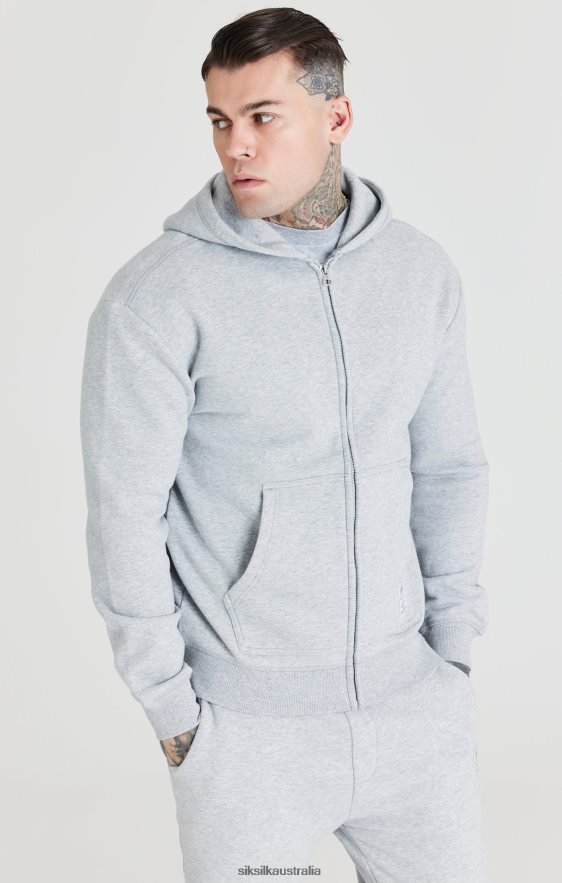 Men Apparel TB82N439 SikSilk Grey Foundation Zip Through Hoodie