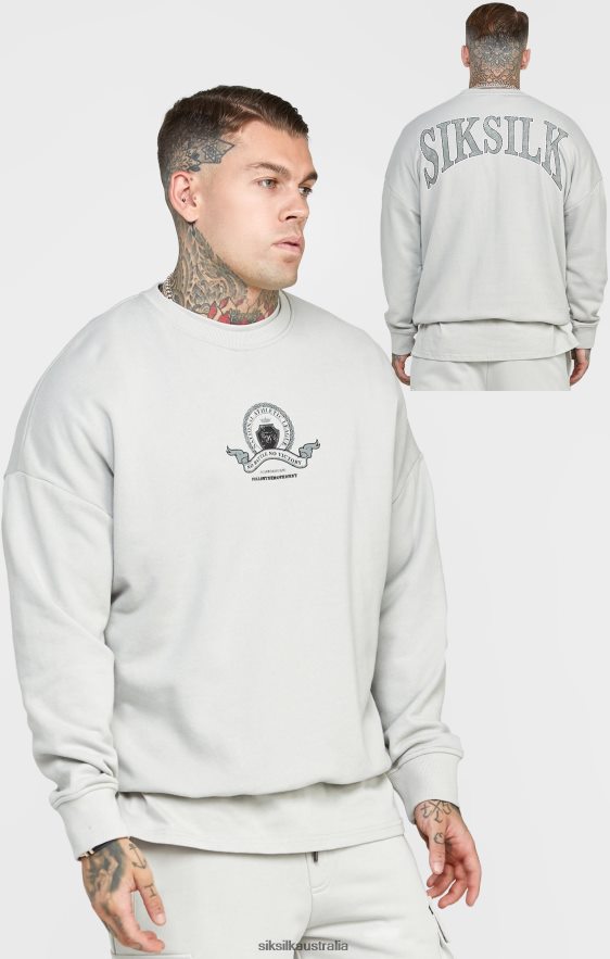 Men Apparel TB82N444 SikSilk Grey Varsity Sweatshirt