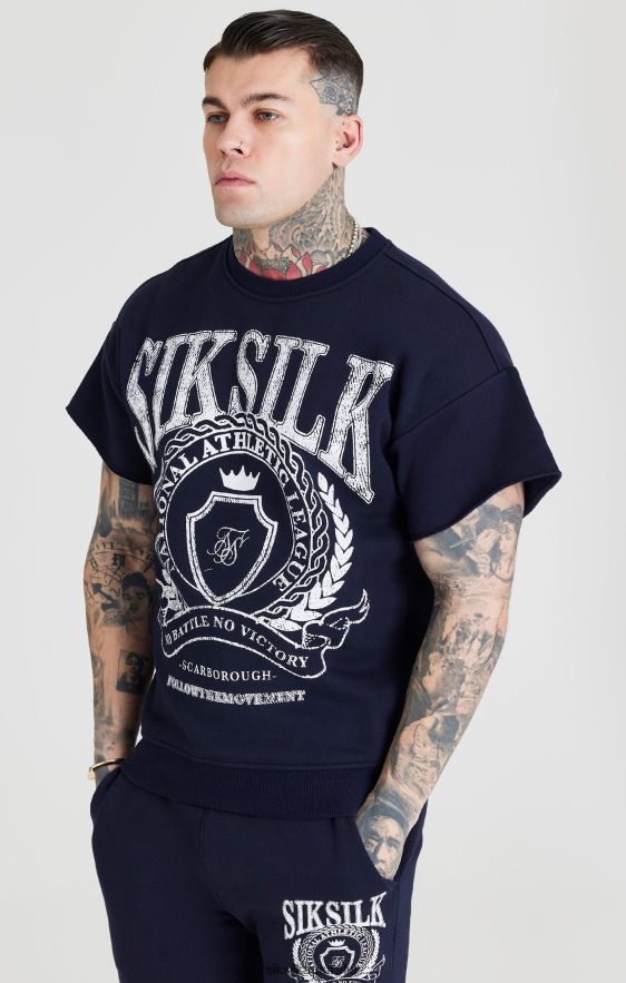 Men Apparel TB82N445 SikSilk Navy Varsity Sweatshirt