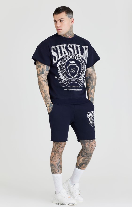 Men Apparel TB82N445 SikSilk Navy Varsity Sweatshirt