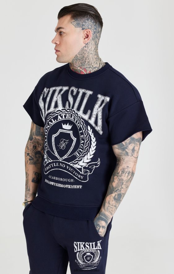 Men Apparel TB82N445 SikSilk Navy Varsity Sweatshirt