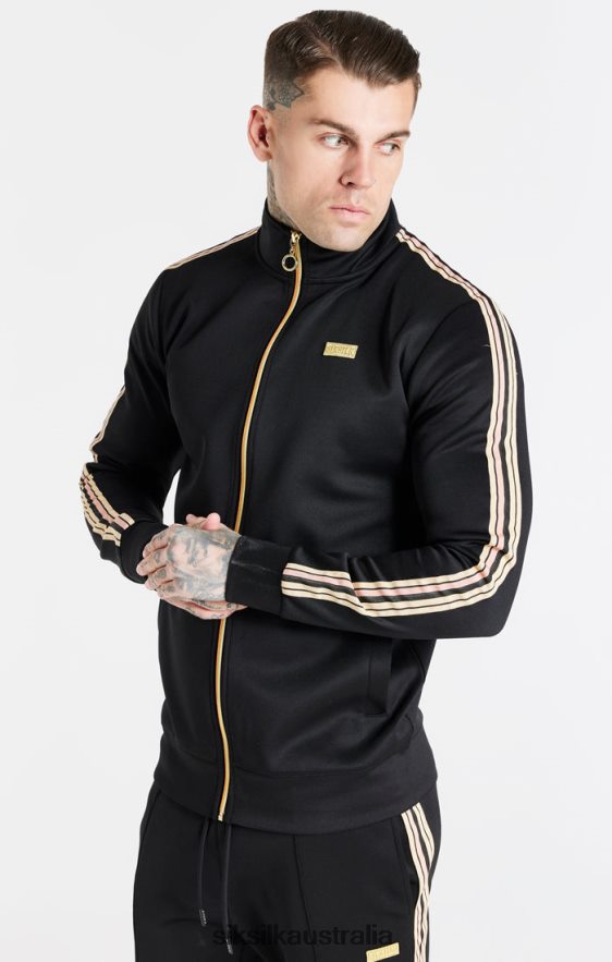 Men Apparel TB82N446 SikSilk Black Funnel Zip Through