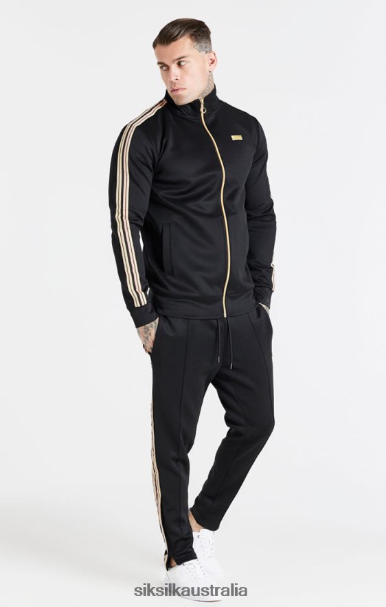 Men Apparel TB82N446 SikSilk Black Funnel Zip Through