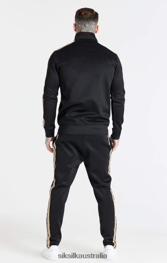 Men Apparel TB82N446 SikSilk Black Funnel Zip Through