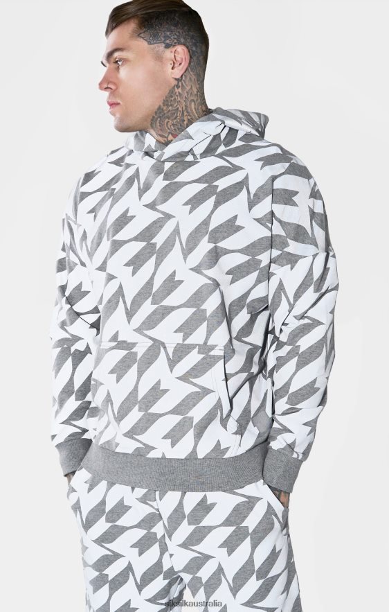 Men Apparel TB82N447 SikSilk x Messi Silver Print Hoodie