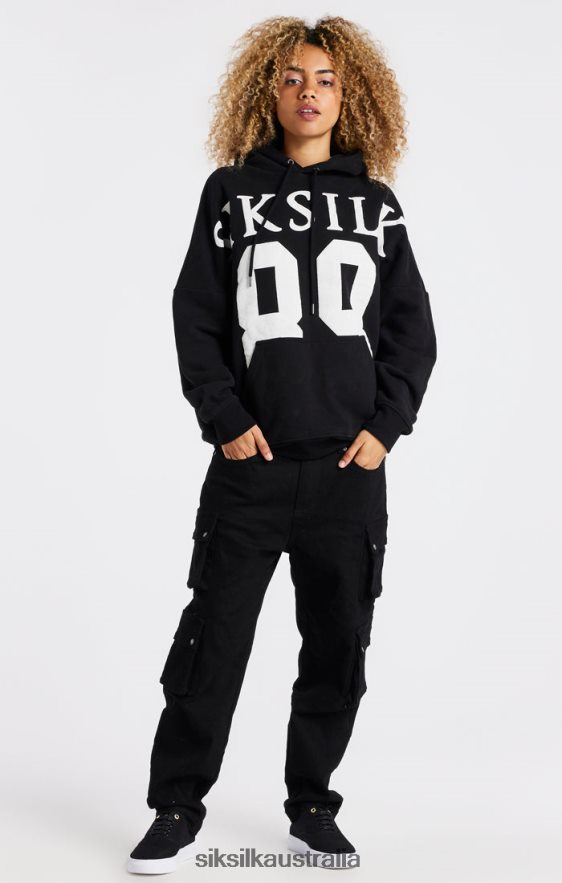 Men Apparel TB82N448 SikSilk Black Drop Shoulder Relaxed Fit Hoodie