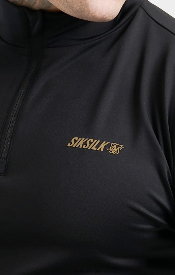 Men Apparel TB82N449 SikSilk Black Sports Zip Thru