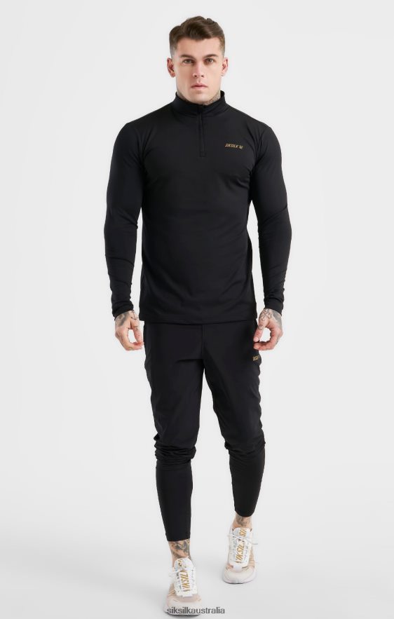 Men Apparel TB82N449 SikSilk Black Sports Zip Thru