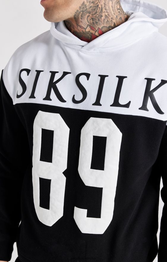 Men Apparel TB82N457 SikSilk Black Retro 89 Print Oversized Hoodie