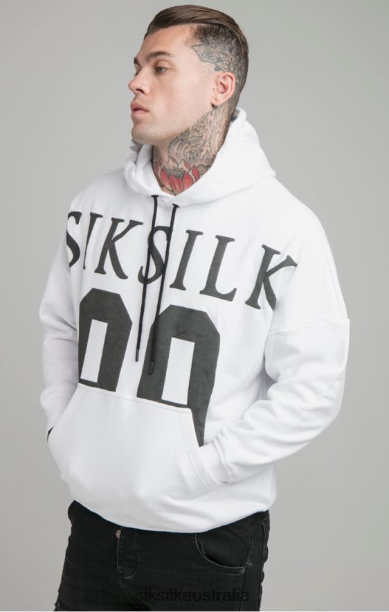Men Apparel TB82N460 SikSilk White Drop Shoulder Relaxed Fit Hoodie