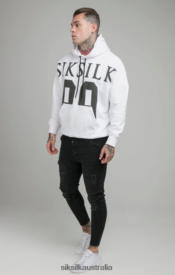Men Apparel TB82N460 SikSilk White Drop Shoulder Relaxed Fit Hoodie