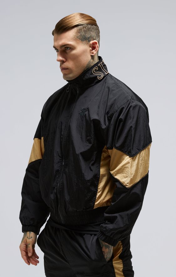 Men Apparel TB82N468 SikSilk Black Panelled Bomber Jacket