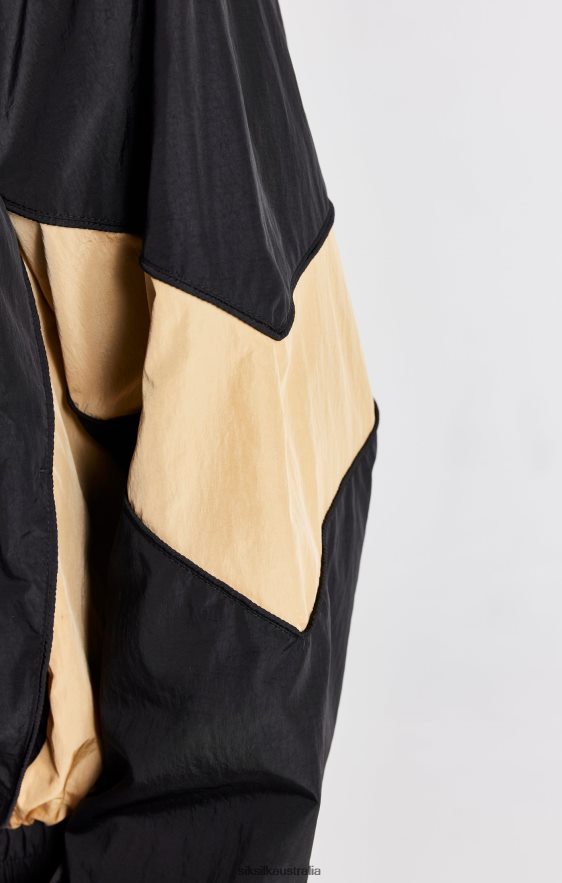 Men Apparel TB82N468 SikSilk Black Panelled Bomber Jacket