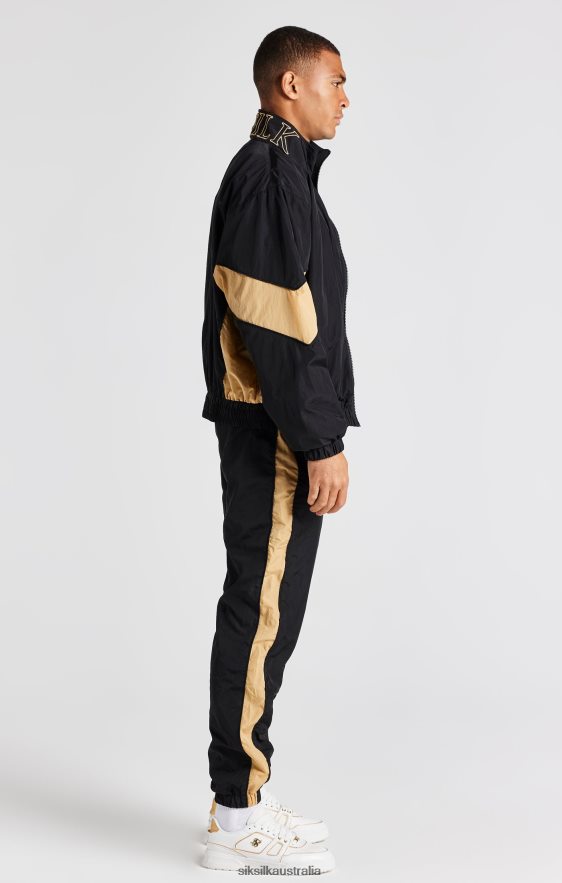 Men Apparel TB82N468 SikSilk Black Panelled Bomber Jacket