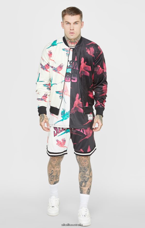 Men Apparel TB82N469 SikSilk Ecru Print Bomber Jacket