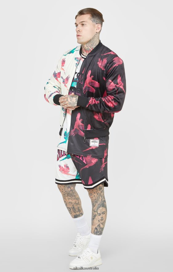 Men Apparel TB82N469 SikSilk Ecru Print Bomber Jacket