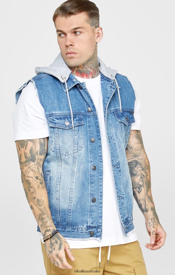 Men Apparel TB82N473 SikSilk Rinse & Denim Gilet