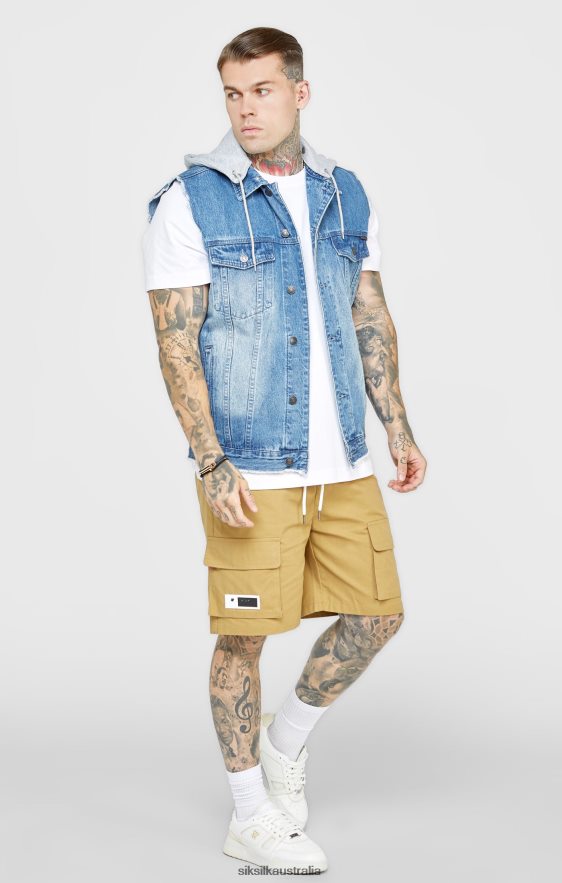 Men Apparel TB82N473 SikSilk Rinse & Denim Gilet