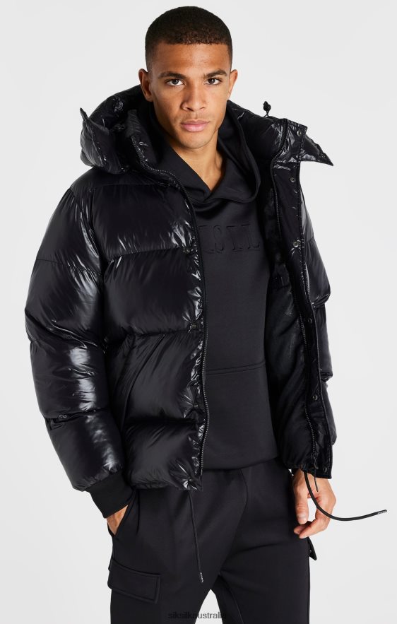 Men Apparel TB82N477 SikSilk Black Puffer Jacket