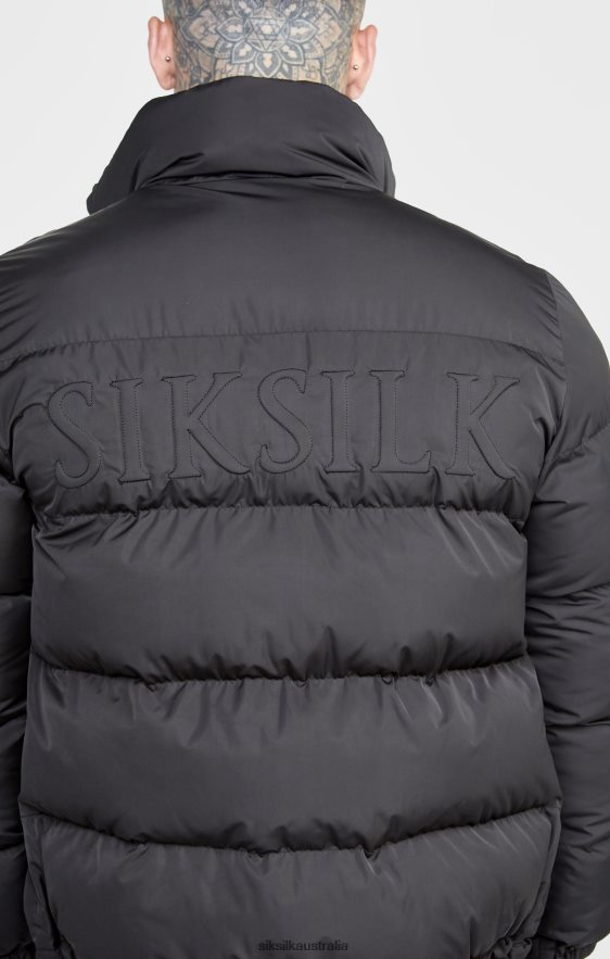 Men Apparel TB82N479 SikSilk Black Embossed Logo Bubble Jacket
