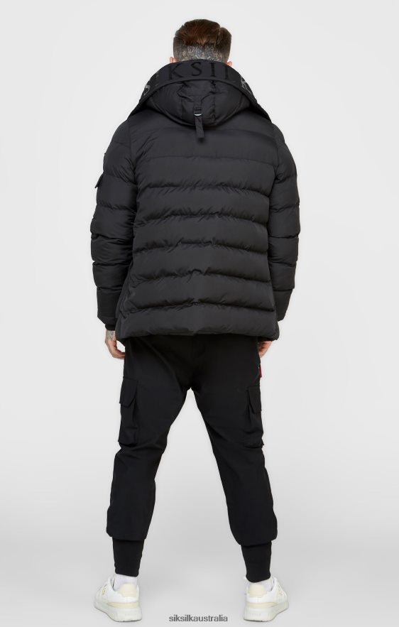 Men Apparel TB82N480 SikSilk Black Parka Coat
