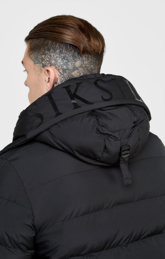 Men Apparel TB82N480 SikSilk Black Parka Coat
