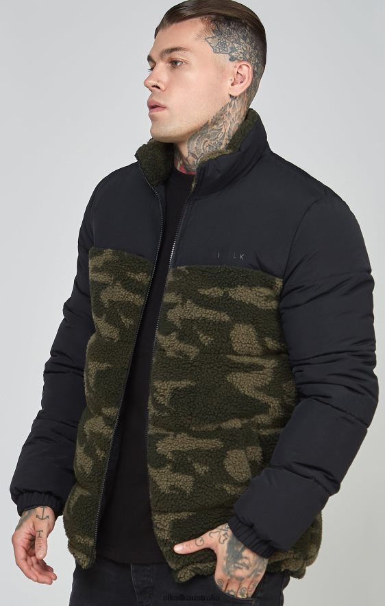 Men Apparel TB82N485 SikSilk Black Sherpa Bubble Jacket