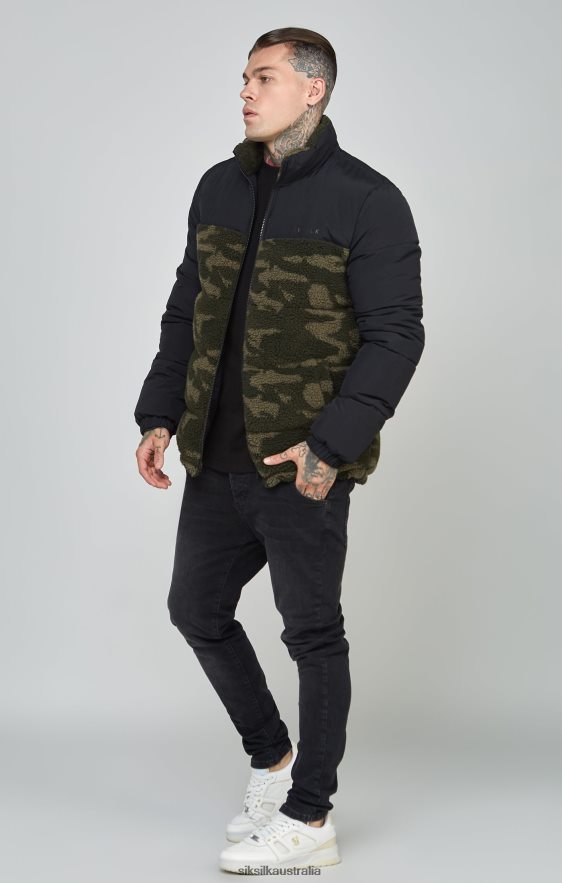 Men Apparel TB82N485 SikSilk Black Sherpa Bubble Jacket
