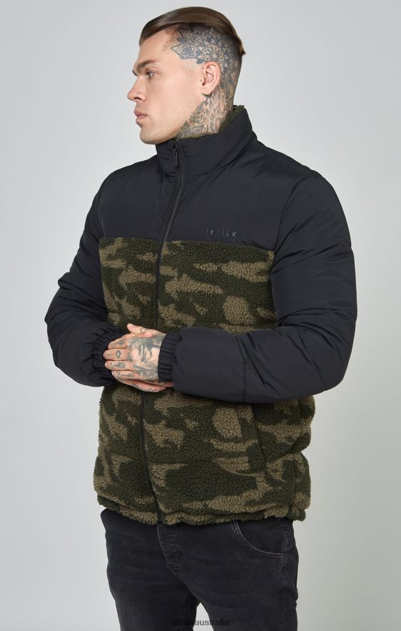 Men Apparel TB82N485 SikSilk Black Sherpa Bubble Jacket