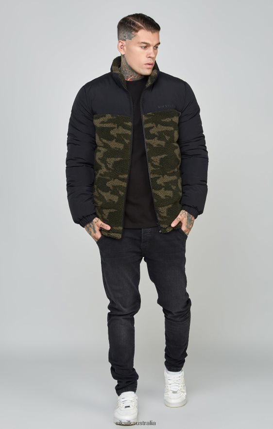 Men Apparel TB82N485 SikSilk Black Sherpa Bubble Jacket