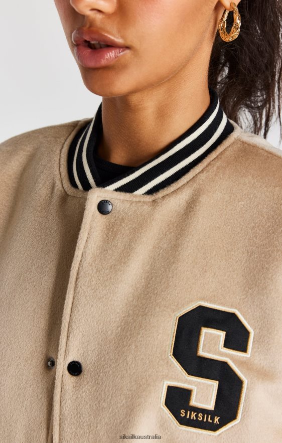 Men Apparel TB82N486 SikSilk Ecru Anniversary Varsity Jacket