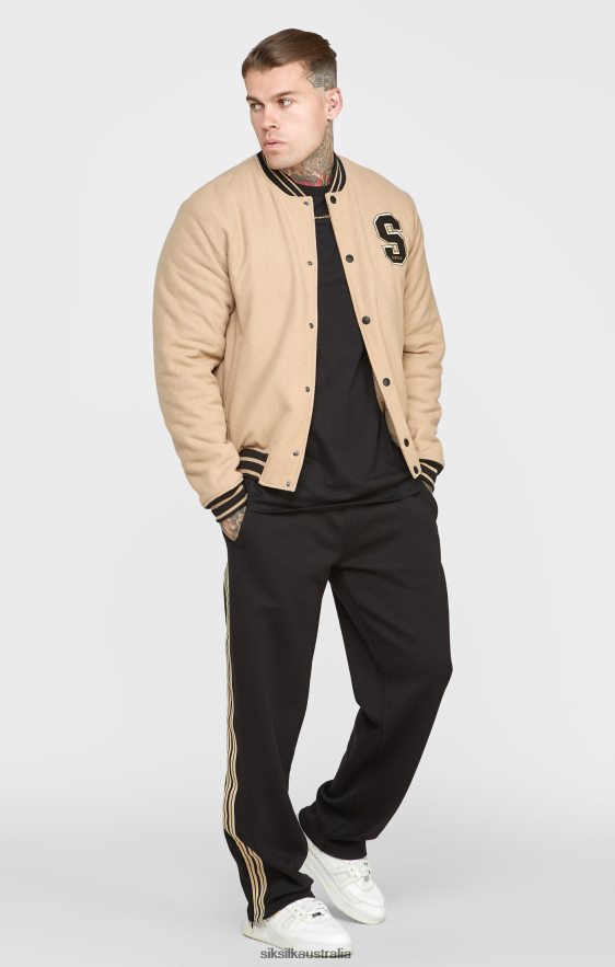 Men Apparel TB82N486 SikSilk Ecru Anniversary Varsity Jacket