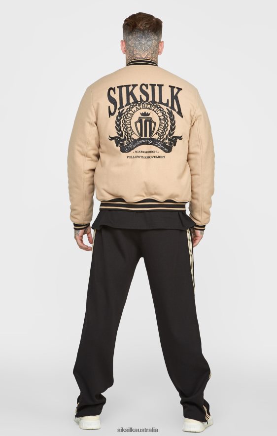 Men Apparel TB82N486 SikSilk Ecru Anniversary Varsity Jacket