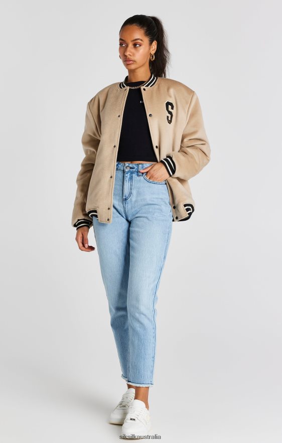 Men Apparel TB82N486 SikSilk Ecru Anniversary Varsity Jacket