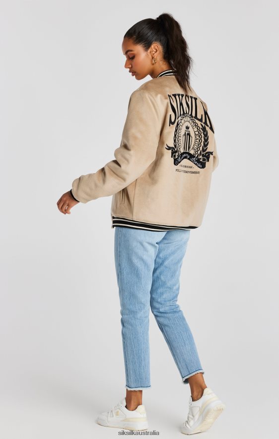 Men Apparel TB82N486 SikSilk Ecru Anniversary Varsity Jacket