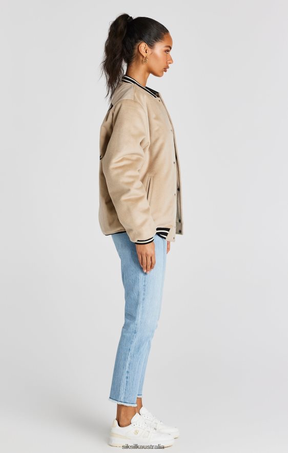 Men Apparel TB82N486 SikSilk Ecru Anniversary Varsity Jacket