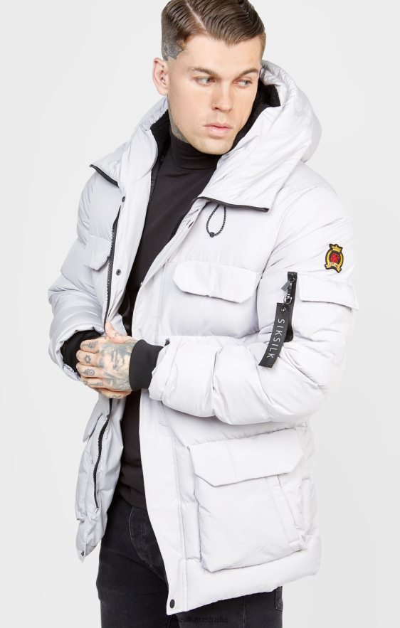 Men Apparel TB82N487 SikSilk Grey Parka Jacket