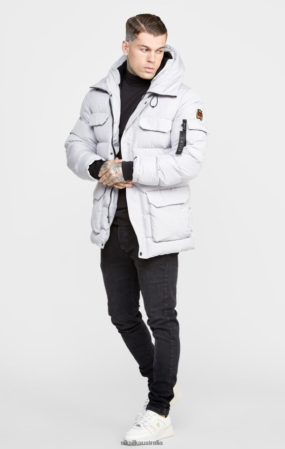 Men Apparel TB82N487 SikSilk Grey Parka Jacket