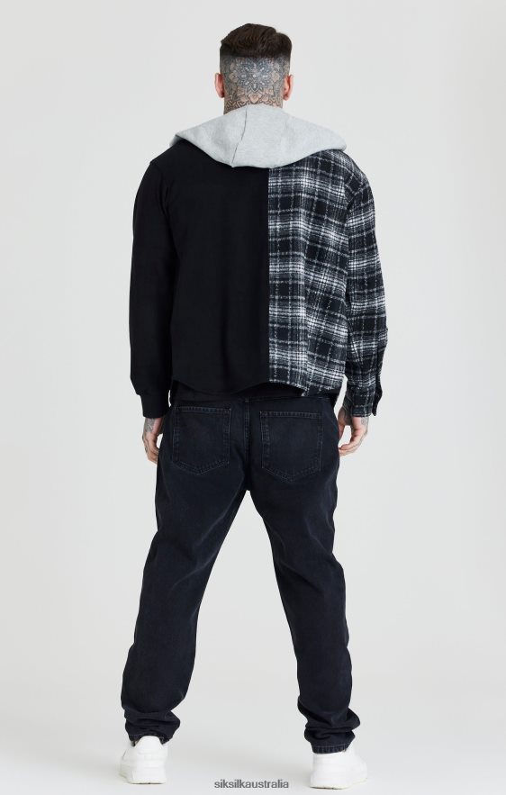 Men Apparel TB82N490 SikSilk Black Contrast Hooded Shirt