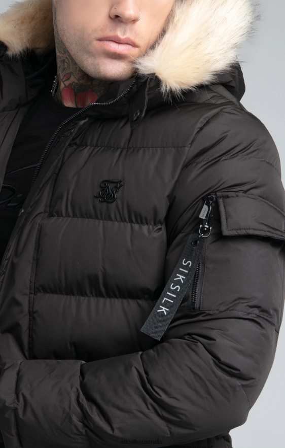 Men Apparel TB82N493 SikSilk Black Expedition Parka