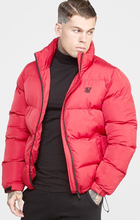 Men Apparel TB82N495 SikSilk Red Embossed Logo Puffer Jacket