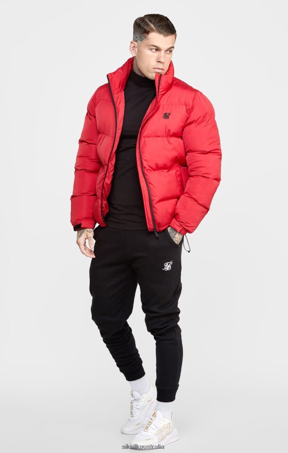 Men Apparel TB82N495 SikSilk Red Embossed Logo Puffer Jacket
