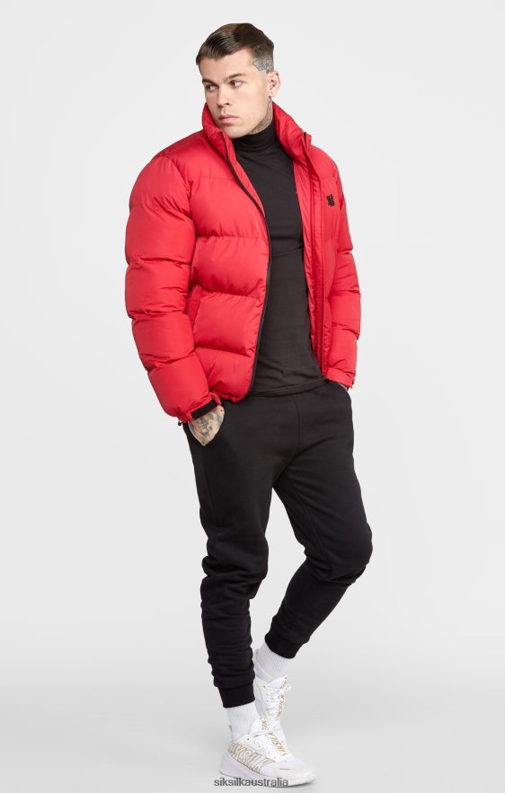 Men Apparel TB82N495 SikSilk Red Embossed Logo Puffer Jacket