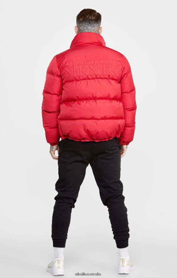 Men Apparel TB82N495 SikSilk Red Embossed Logo Puffer Jacket