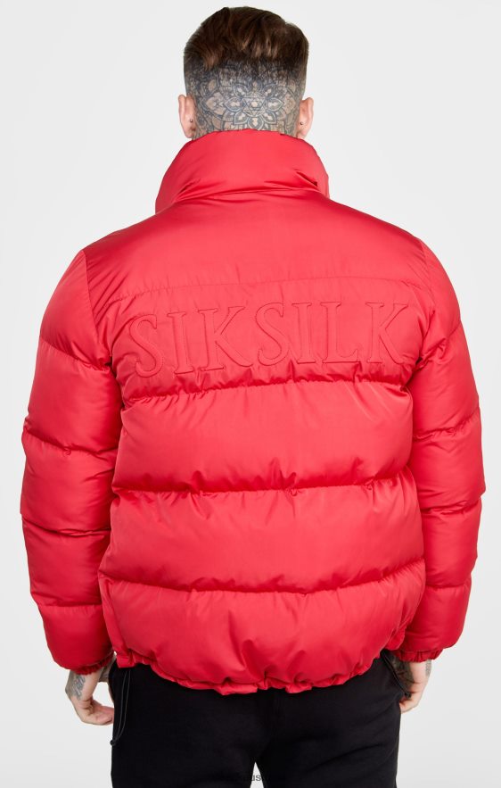Men Apparel TB82N495 SikSilk Red Embossed Logo Puffer Jacket